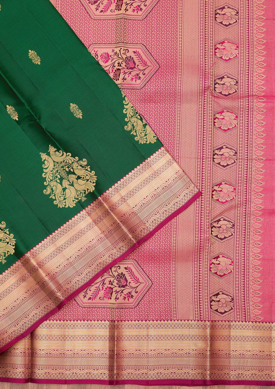 Bottle Green Zariwork (Gold) Silk Silk_Saree