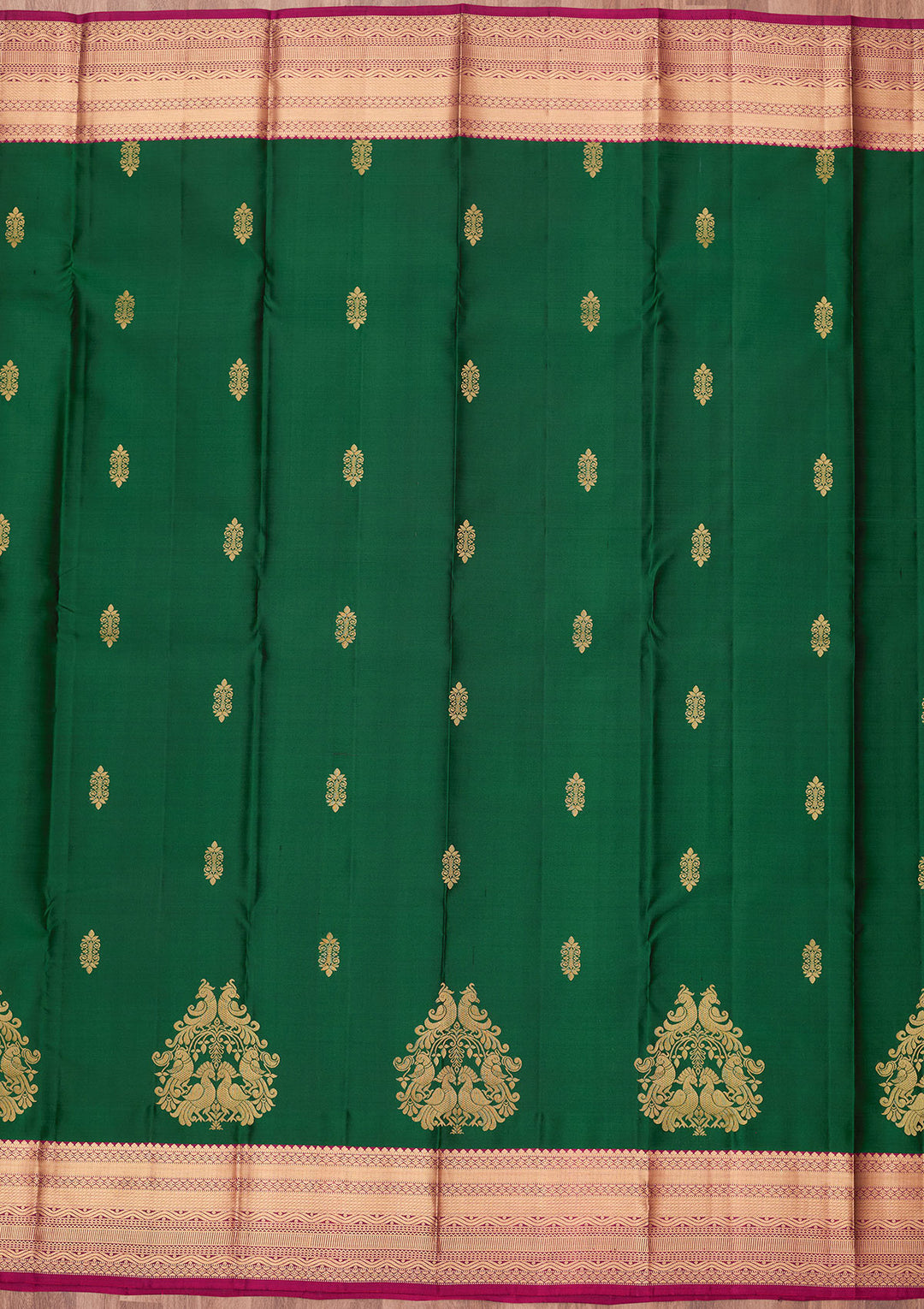 Bottle Green Zariwork (Gold) Silk Silk_Saree
