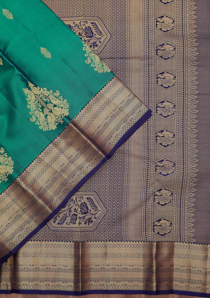Parrot Green Zariwork (Gold) Silk Silk_Saree
