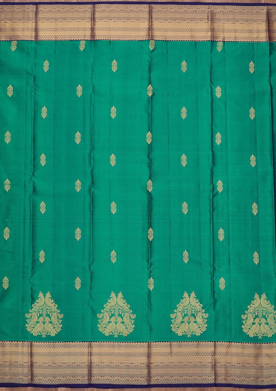 Parrot Green Zariwork (Gold) Silk Silk_Saree