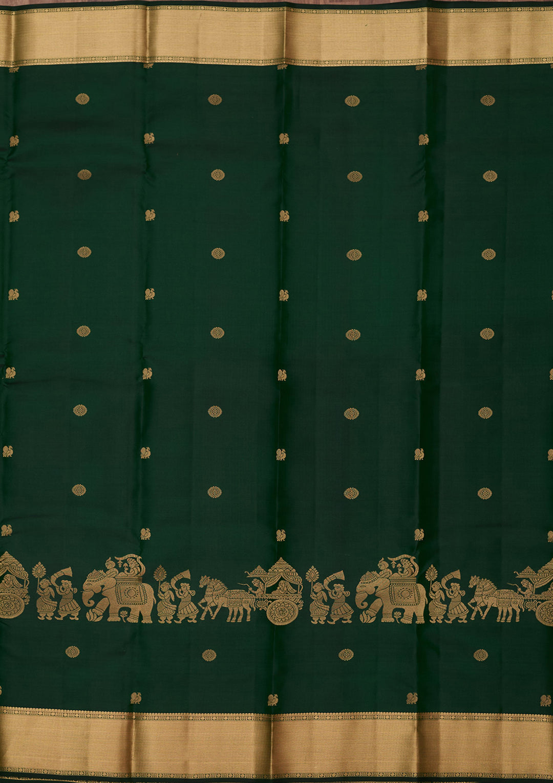 Bottle Green Zariwork (Gold) Silk Silk_Saree