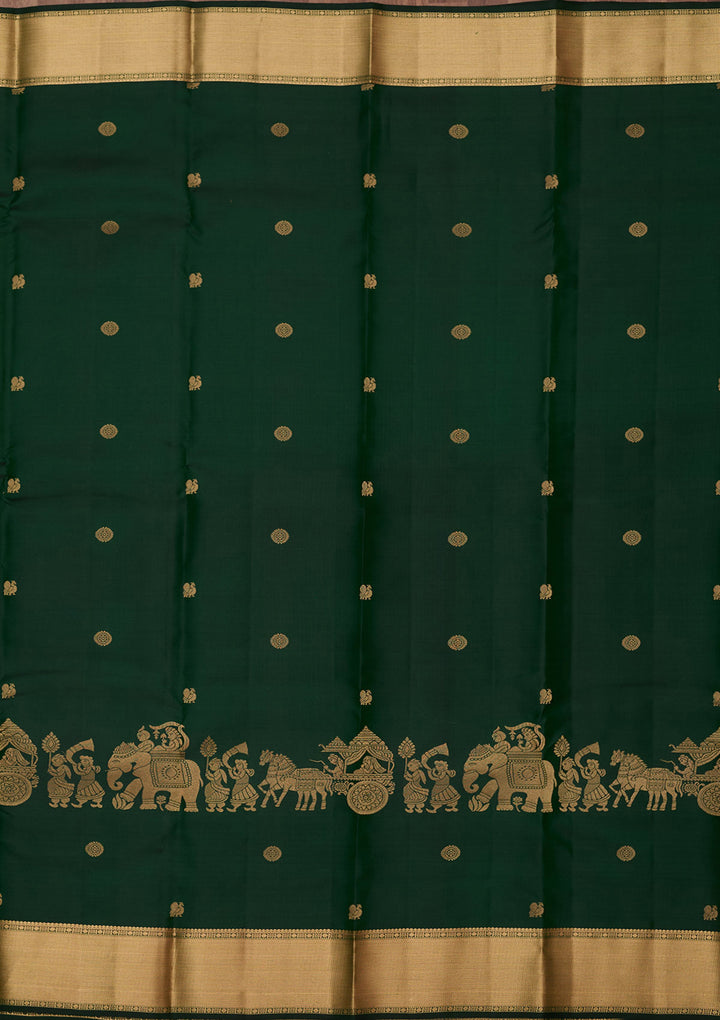 Bottle Green Zariwork (Gold) Silk Silk_Saree