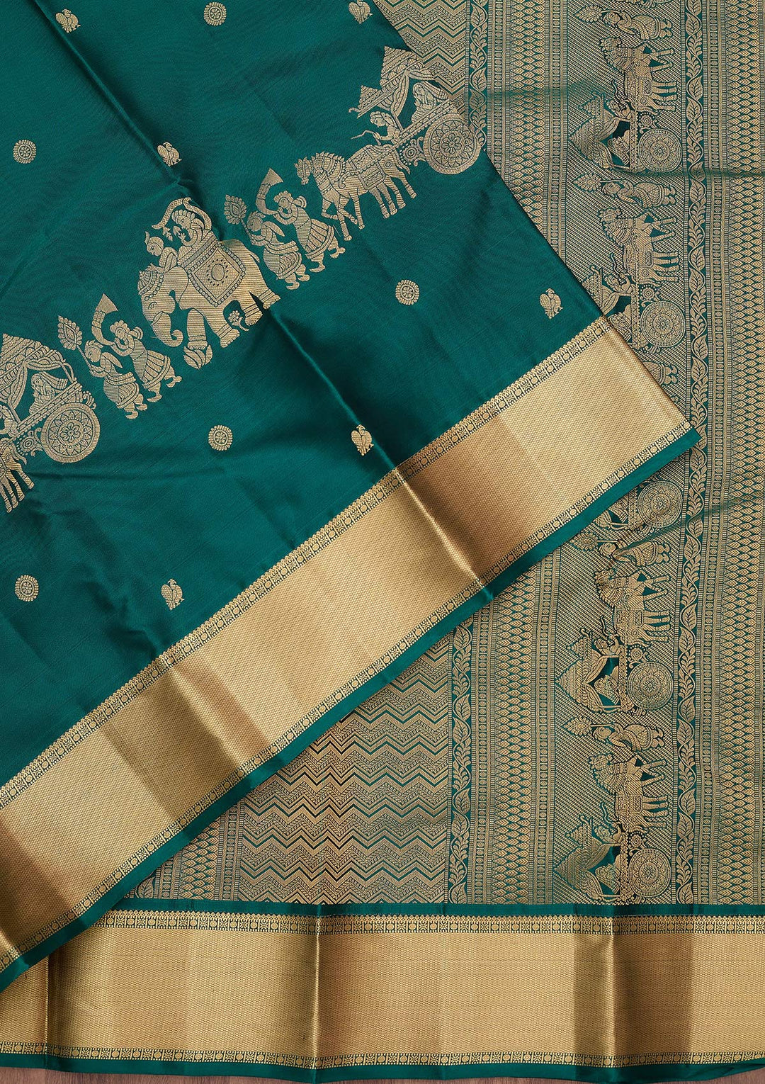 Peacock Blue Zariwork (Gold) Silk Silk_Saree