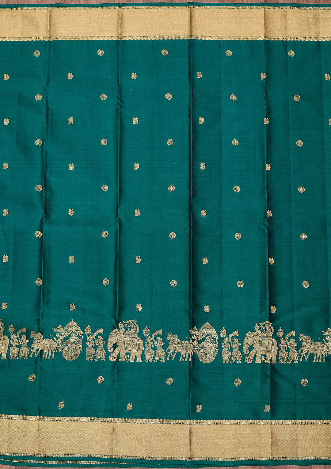 Peacock Blue Zariwork (Gold) Silk Silk_Saree