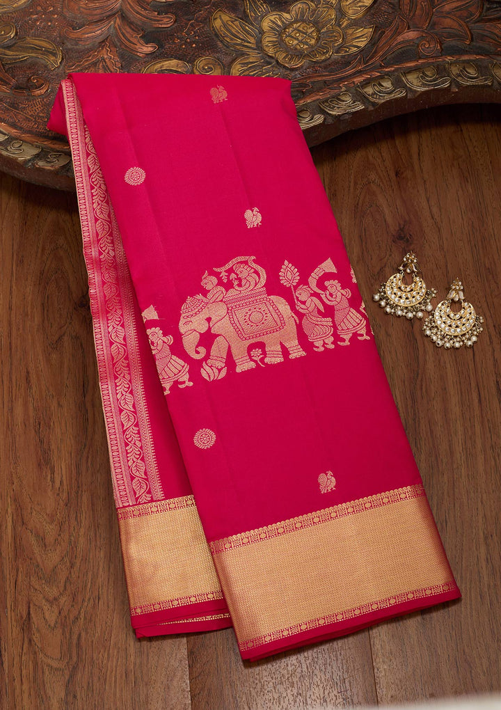 Pink Zariwork Pure Silk Saree