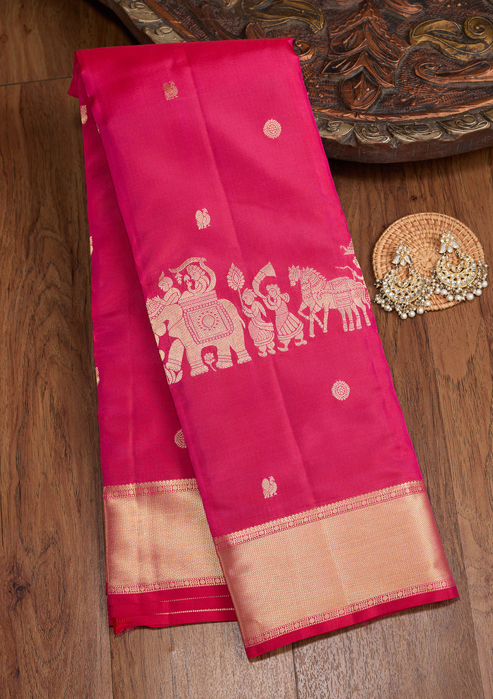 Rani Pink Zariwork (Gold) Silk Silk_Saree