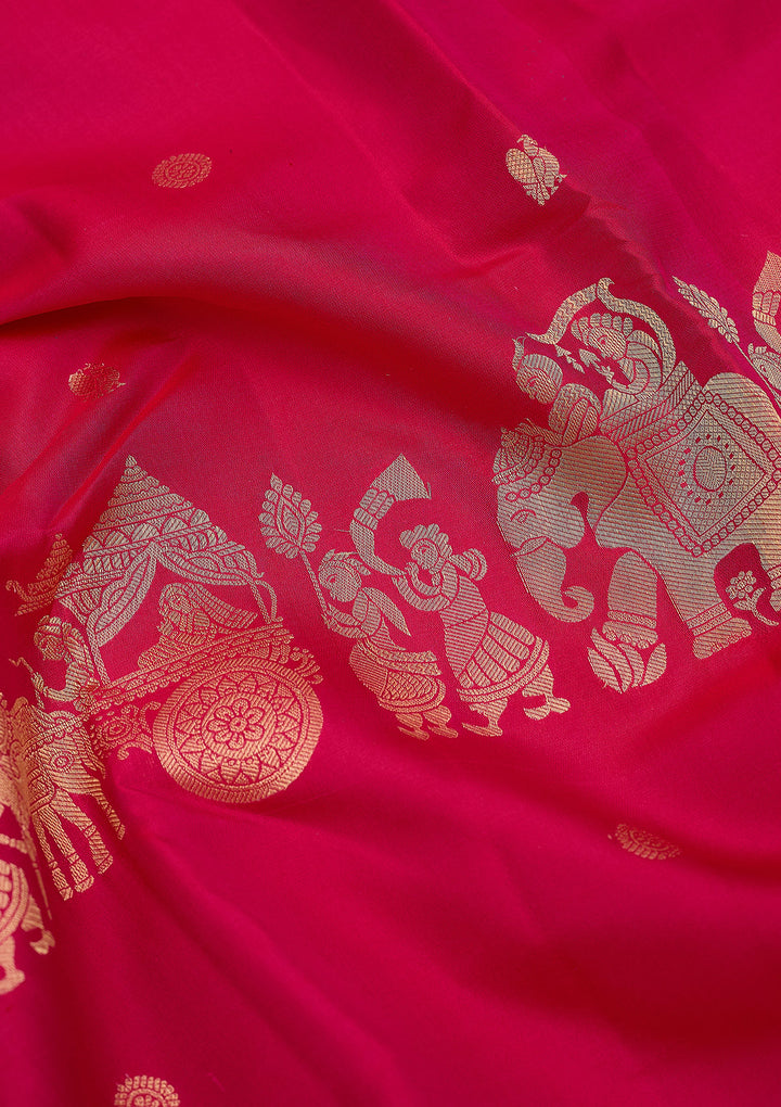 Rani Pink Zariwork (Gold) Silk Silk_Saree