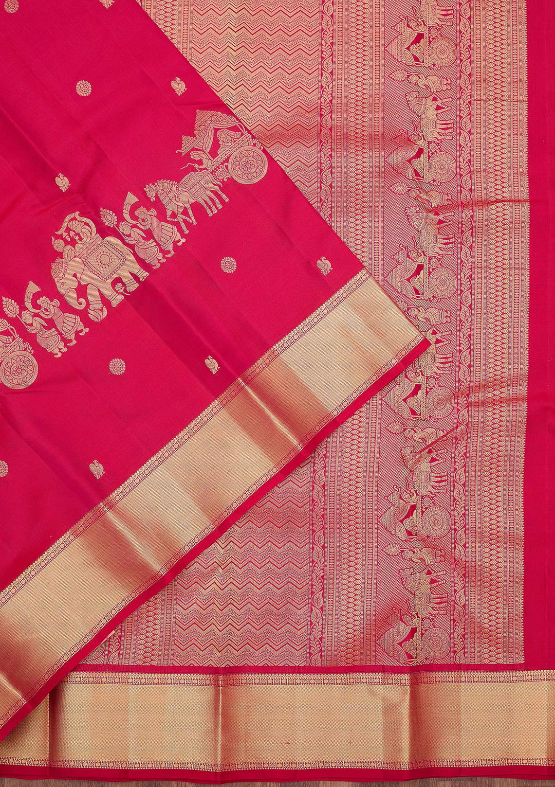 Rani Pink Zariwork (Gold) Silk Silk_Saree