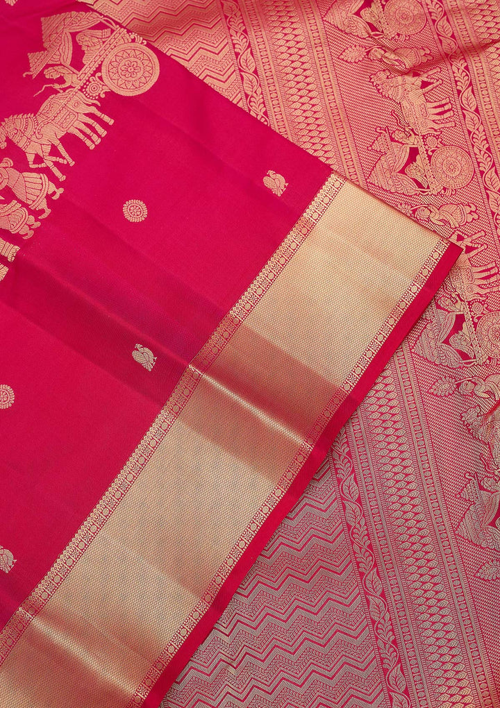 Rani Pink Zariwork (Gold) Silk Silk_Saree