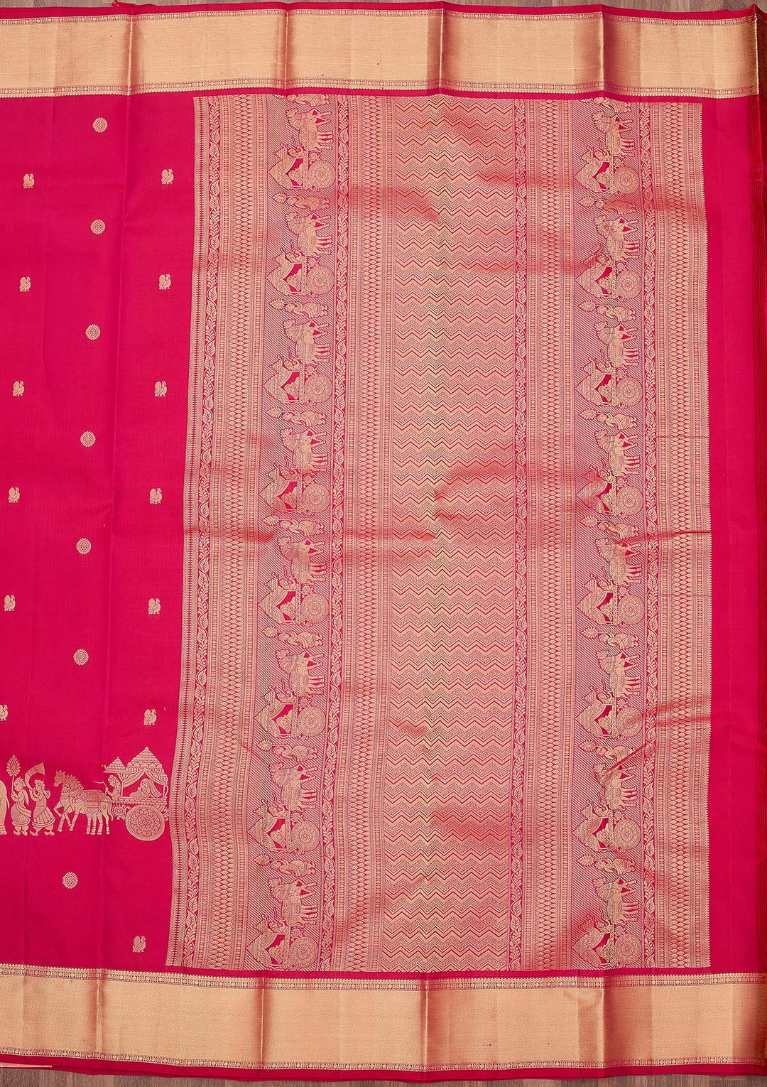 Rani Pink Zariwork (Gold) Silk Silk_Saree