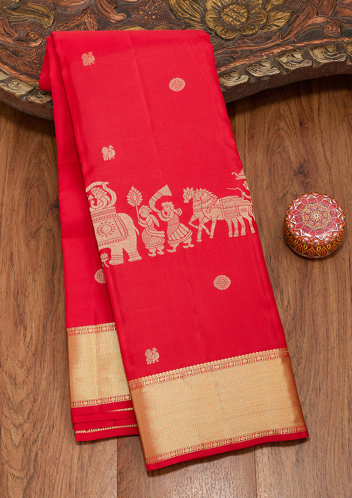 Red Zariwork Pure Silk Saree