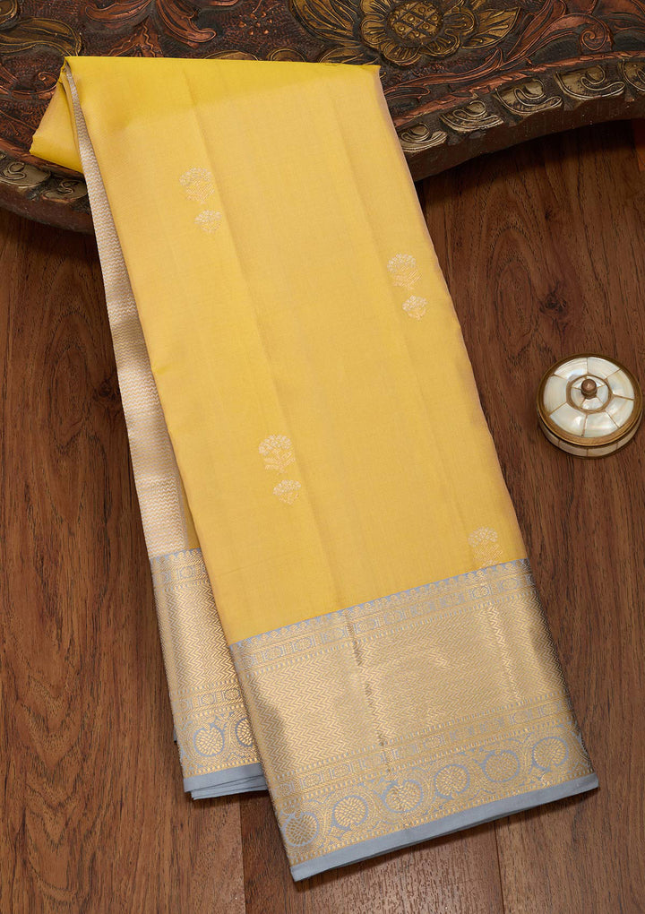 Lemon Yellow Zariwork Pure Silk Saree