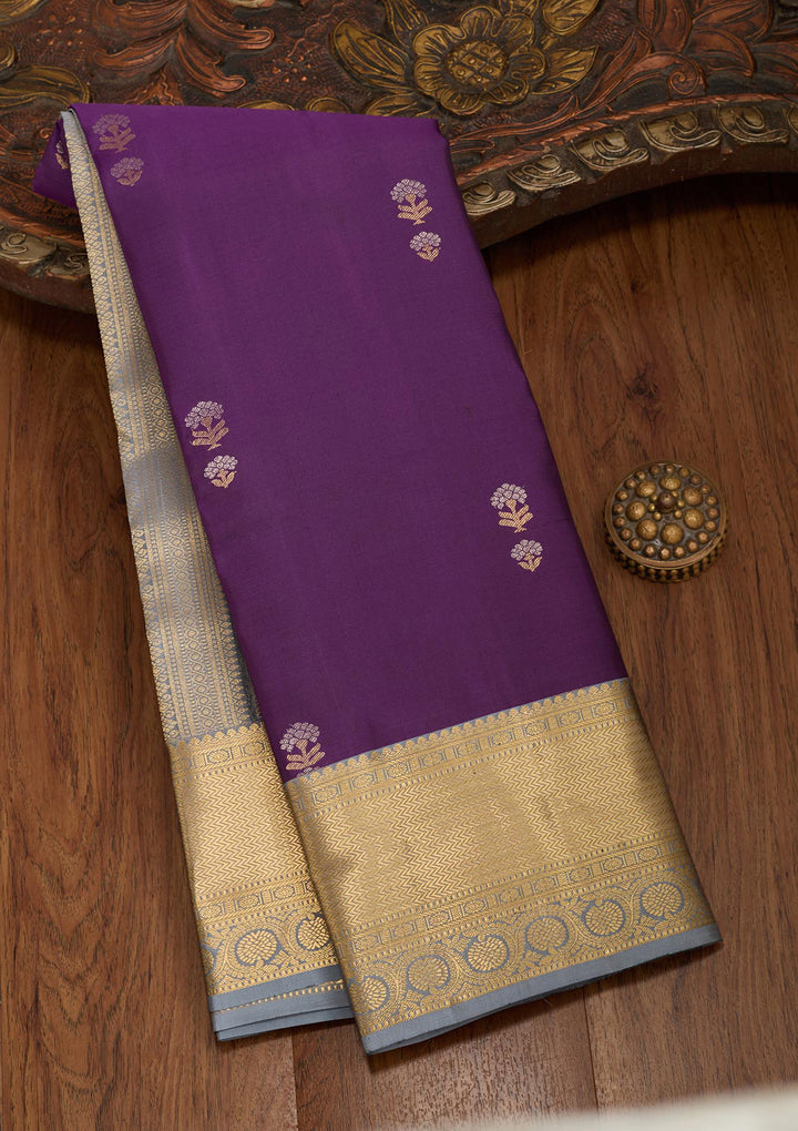 Purple Zariwork Pure Silk Saree