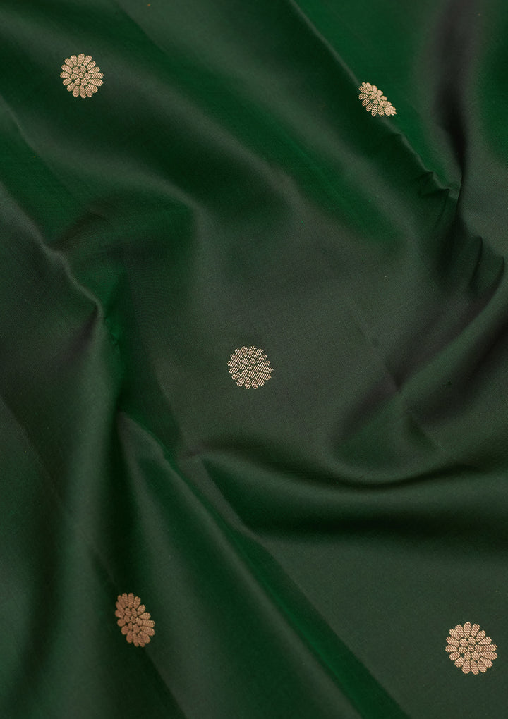 Bottle Green Zariwork Pure Silk Saree
