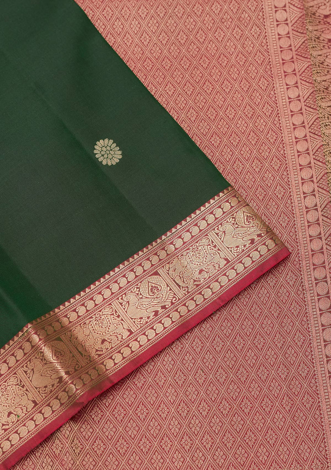 Bottle Green Zariwork Pure Silk Saree