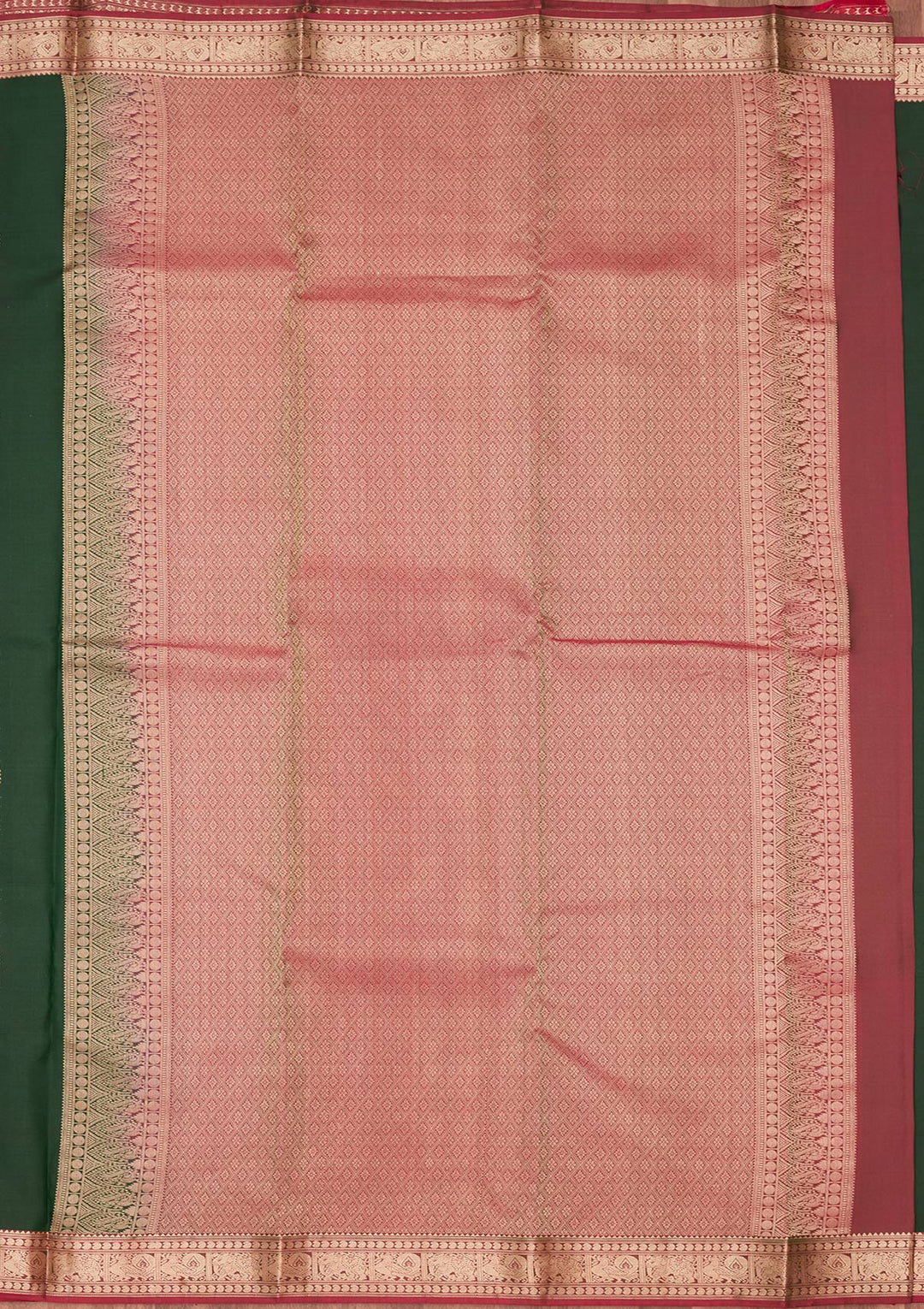 Bottle Green Zariwork Pure Silk Saree