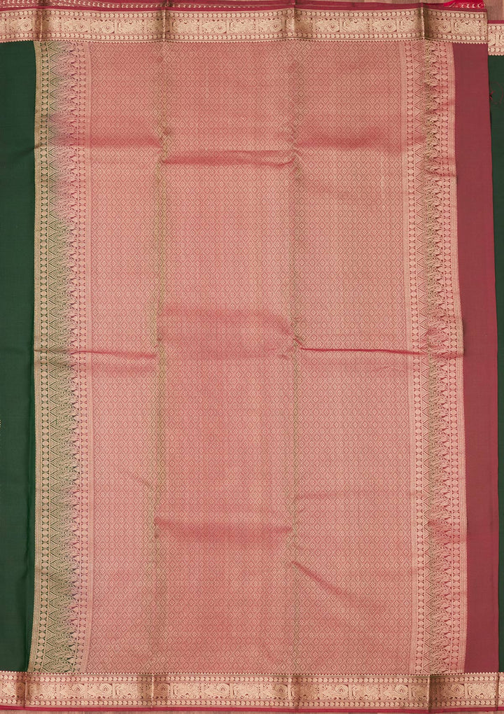 Bottle Green Zariwork Pure Silk Saree