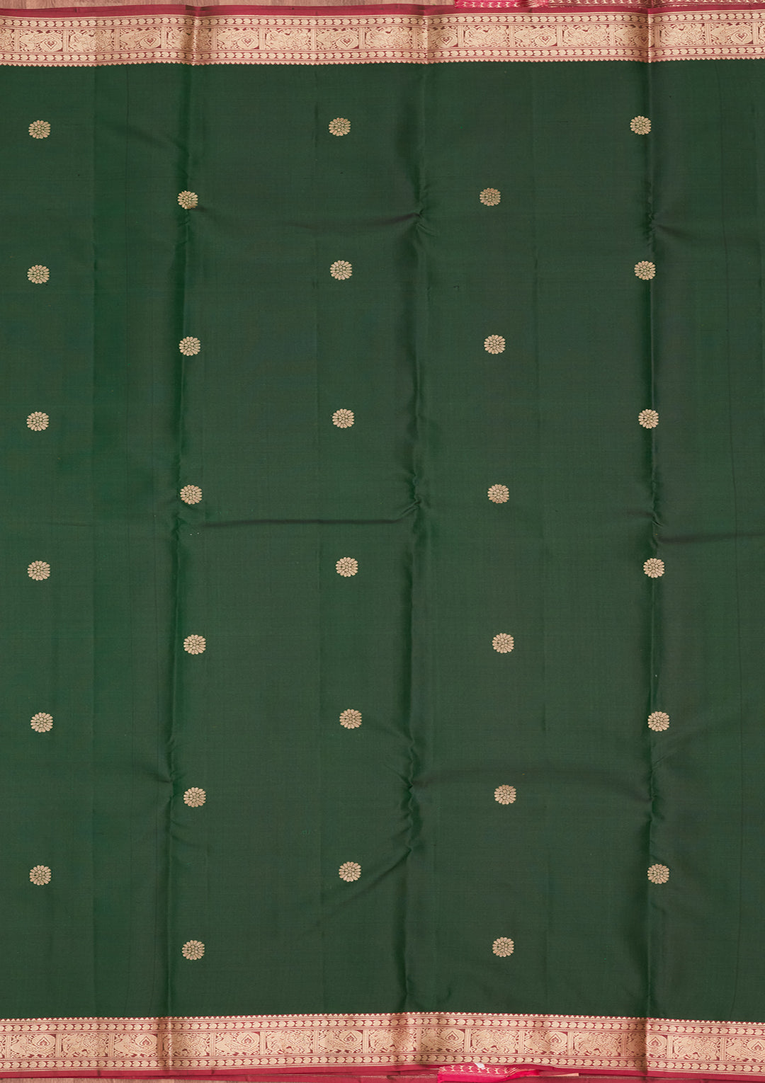 Bottle Green Zariwork Pure Silk Saree