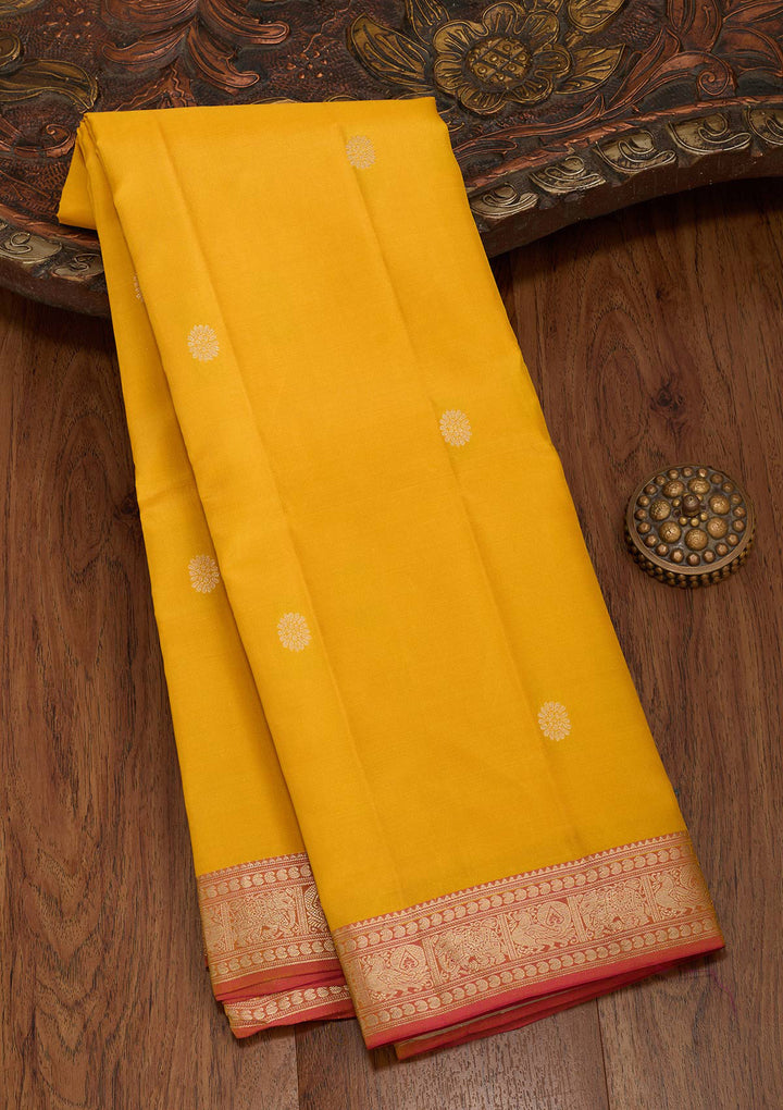 Mustard Zariwork Pure Silk Saree