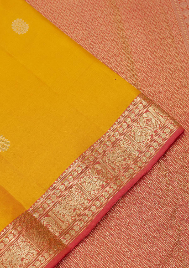 Mustard Zariwork Pure Silk Saree