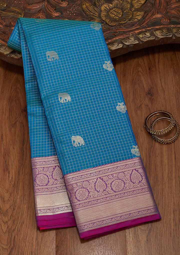 Rama Green Zariwork Pure Silk Saree