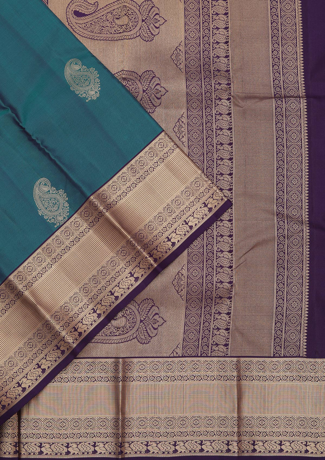 Peacock Green Zariwork Pure Silk Saree