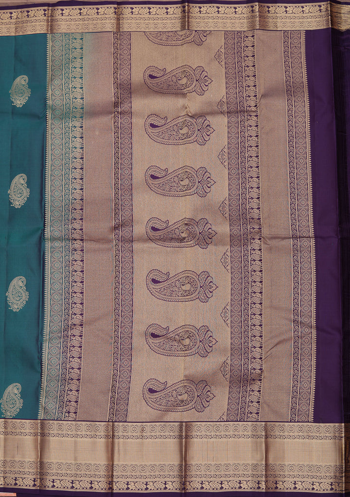 Peacock Green Zariwork Pure Silk Saree