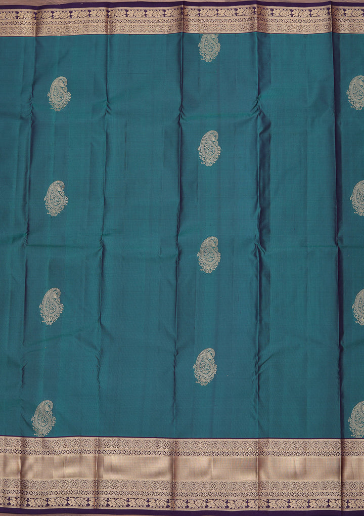 Peacock Green Zariwork Pure Silk Saree