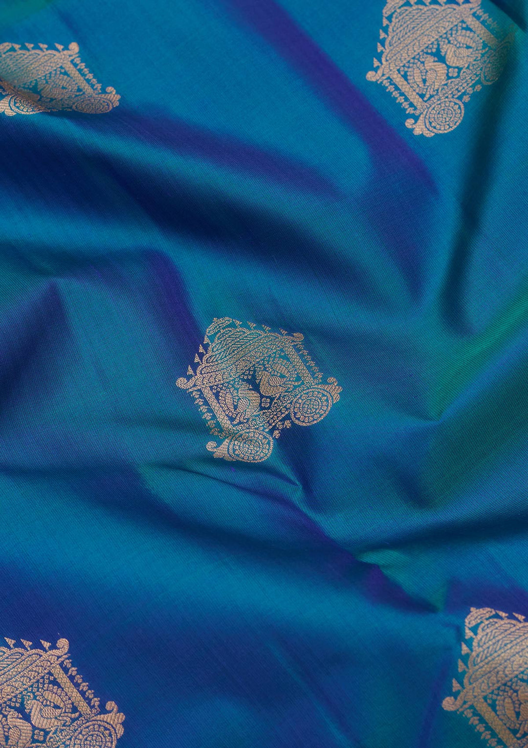 Peacock Blue Zariwork Silk Saree