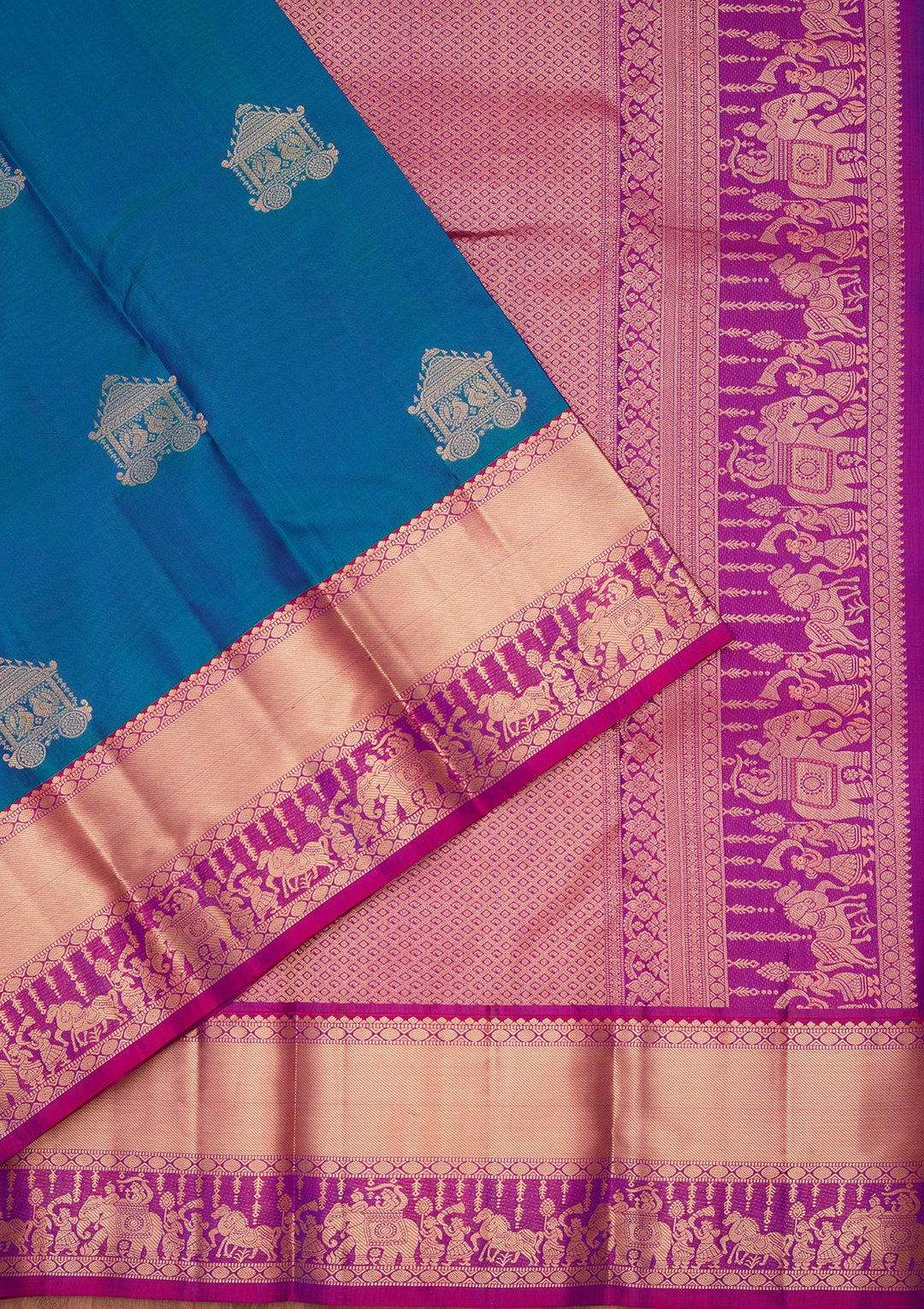 Peacock Blue Zariwork Silk Saree