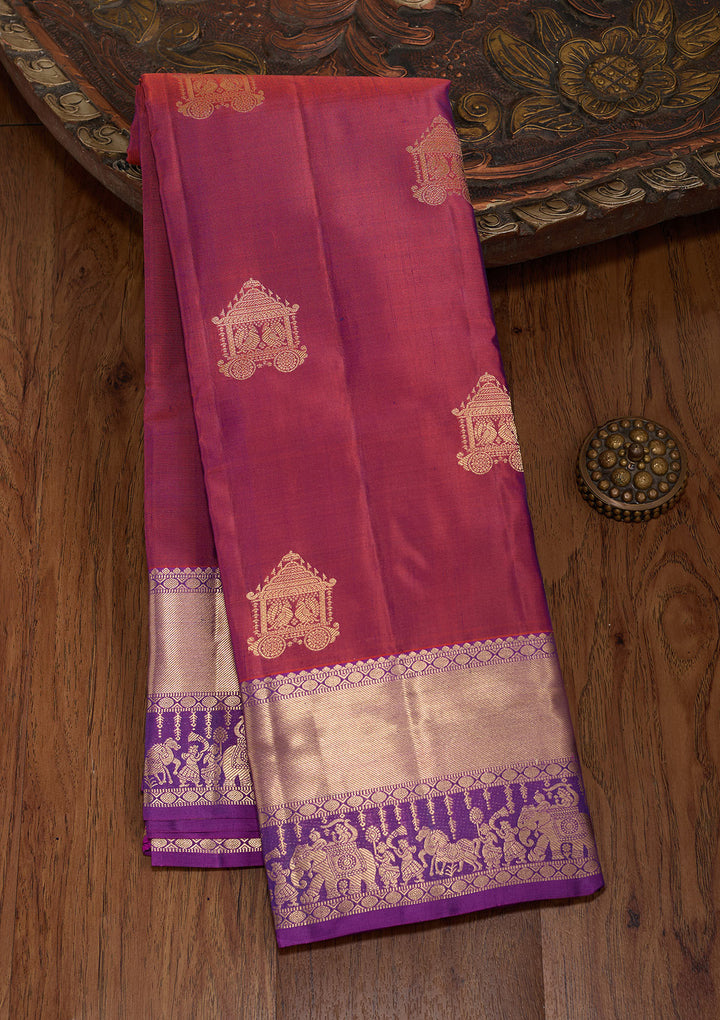 Rust Zariwork (Gold) Silk Silk_Saree