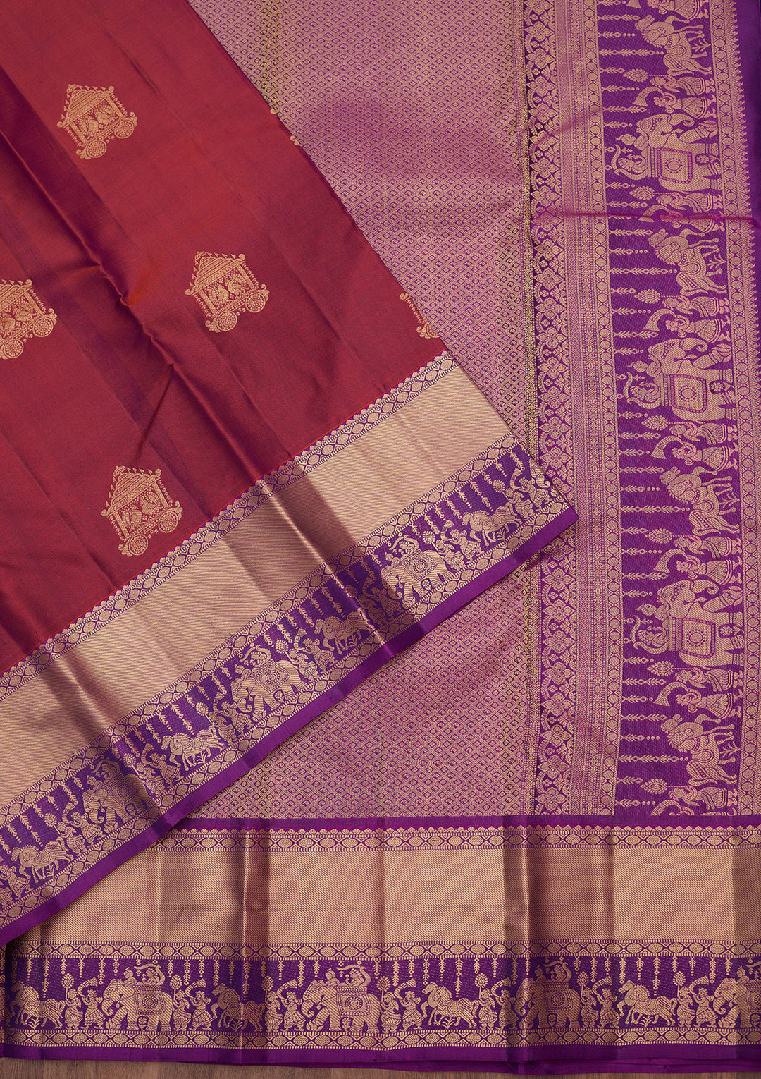 Rust Zariwork (Gold) Silk Silk_Saree