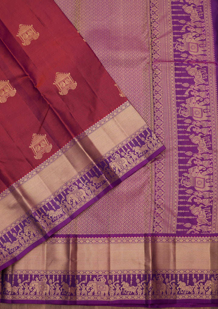 Rust Zariwork (Gold) Silk Silk_Saree