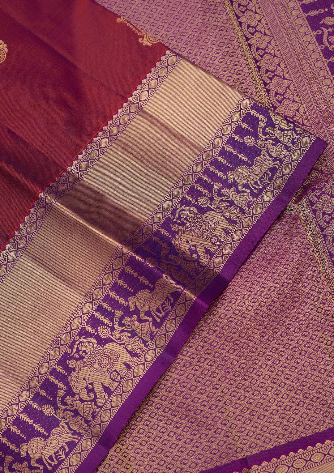 Rust Zariwork (Gold) Silk Silk_Saree