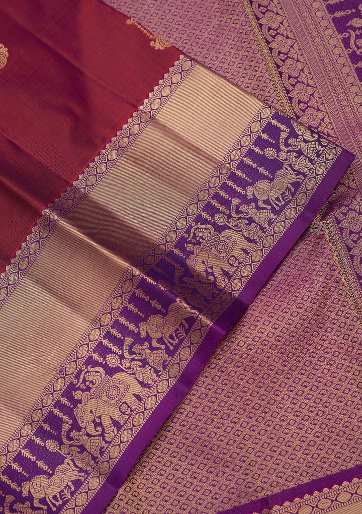 Rust Zariwork (Gold) Silk Silk_Saree