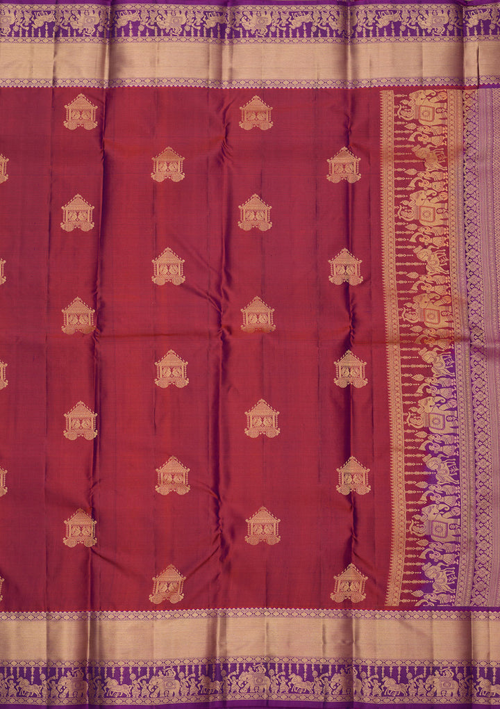 Rust Zariwork (Gold) Silk Silk_Saree