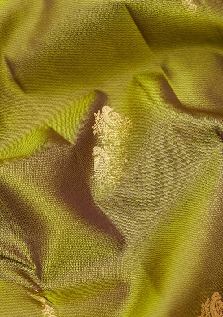 Parrot Green Zariwork Silk Saree