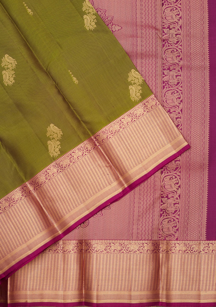 Parrot Green Zariwork Silk Saree