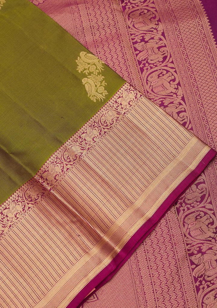 Parrot Green Zariwork Silk Saree