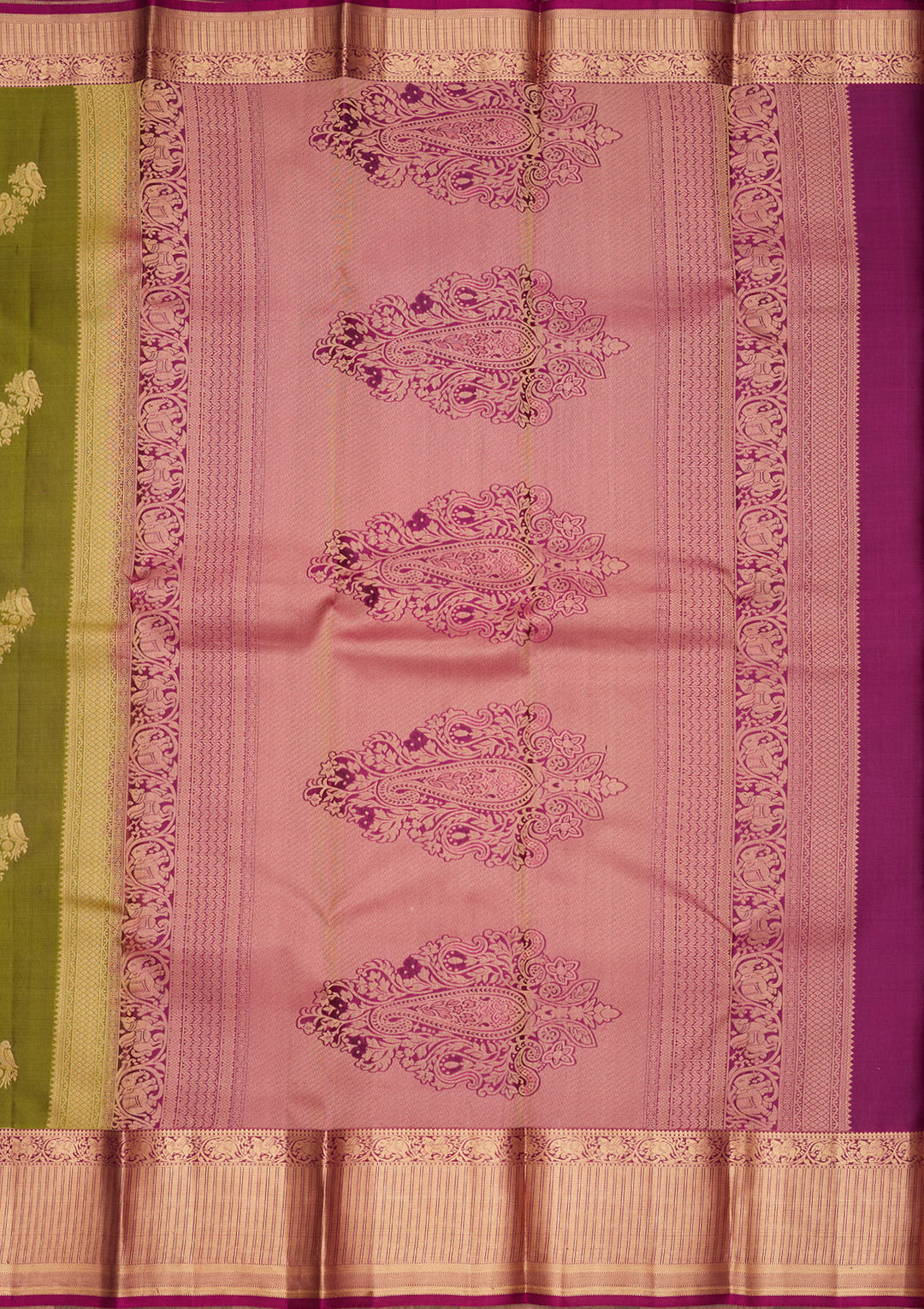 Parrot Green Zariwork Silk Saree
