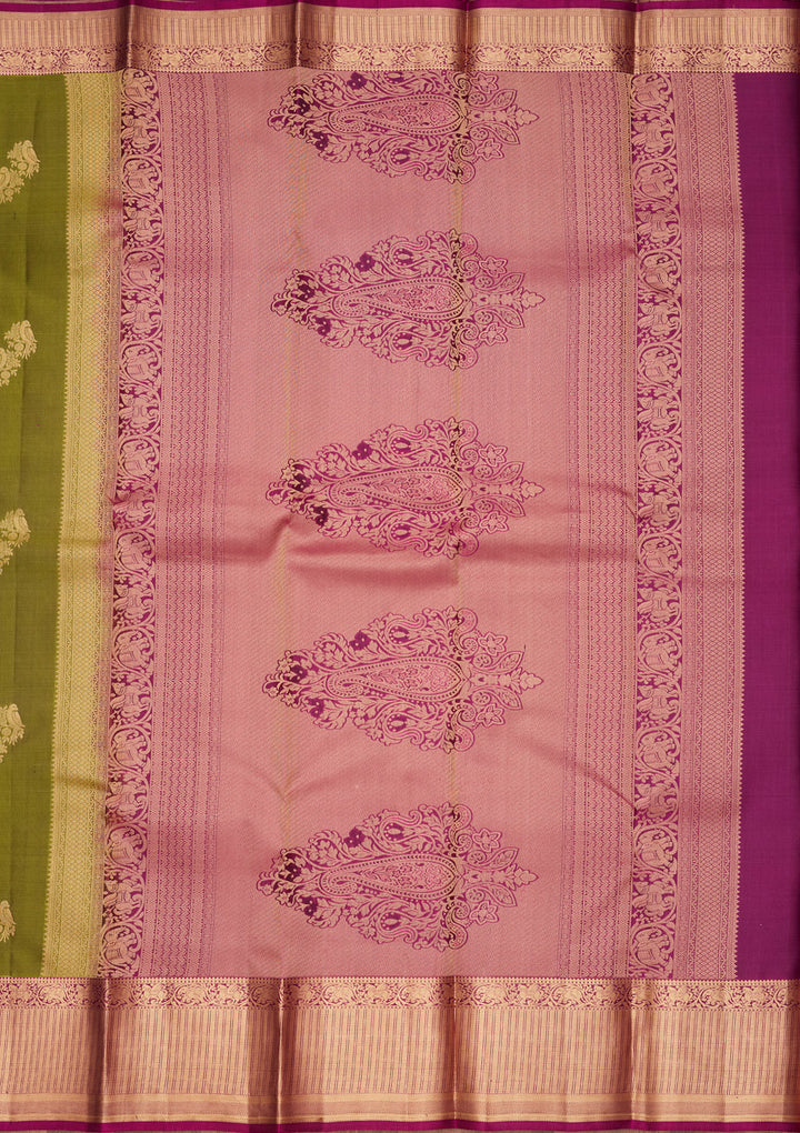 Parrot Green Zariwork Silk Saree