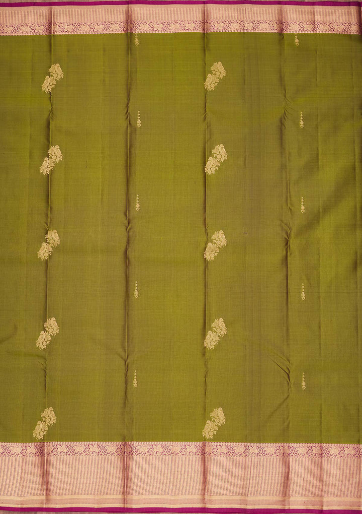 Parrot Green Zariwork Silk Saree