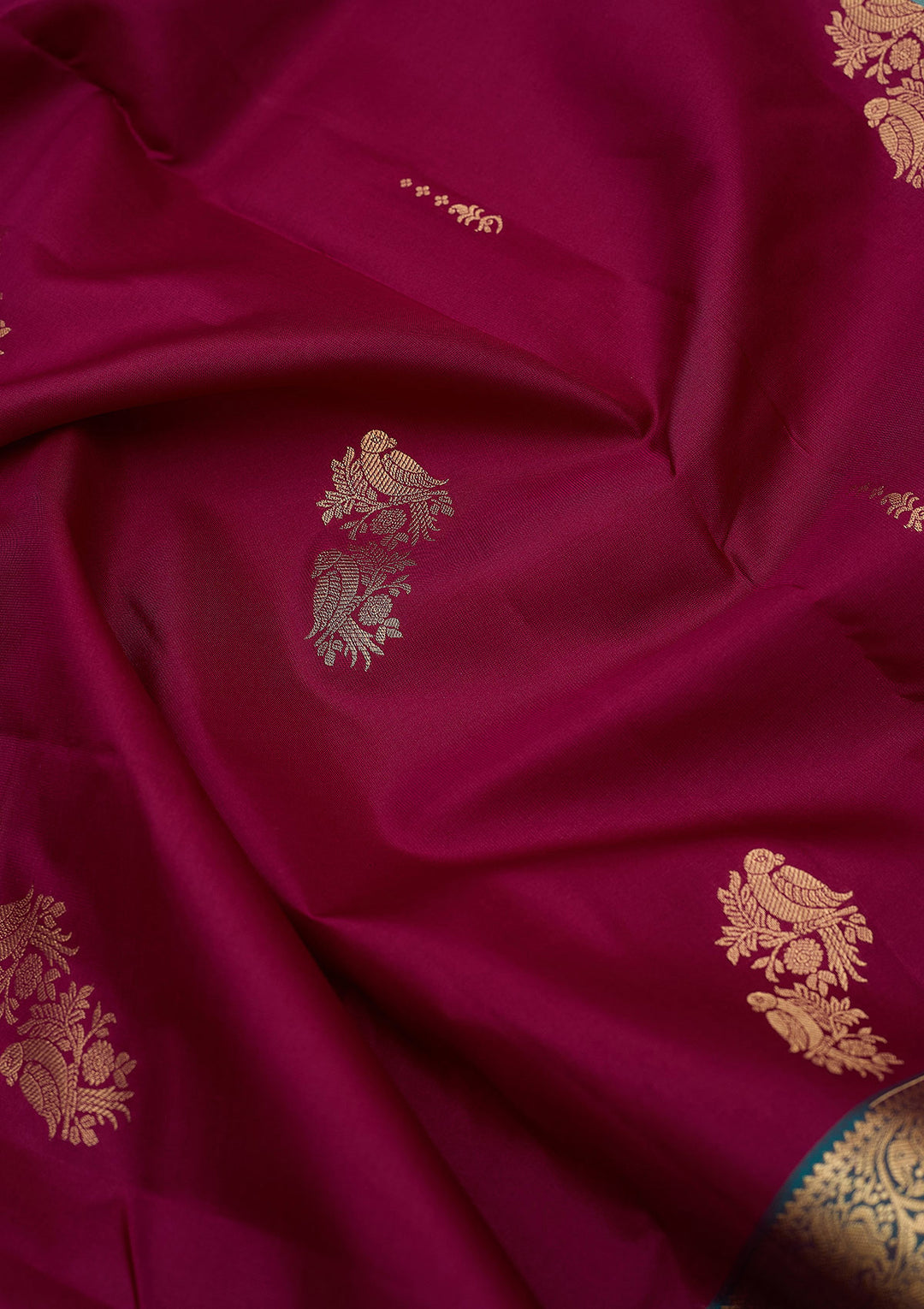Wine Zariwork (Gold) Silk Silk_Saree