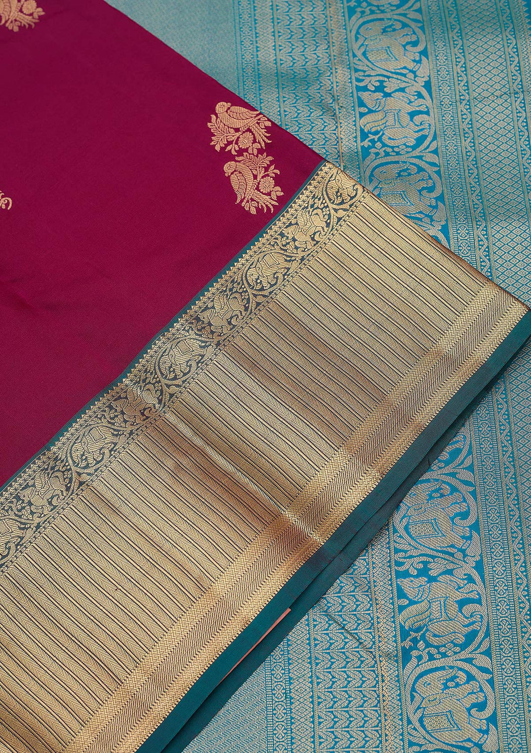 Wine Zariwork (Gold) Silk Silk_Saree