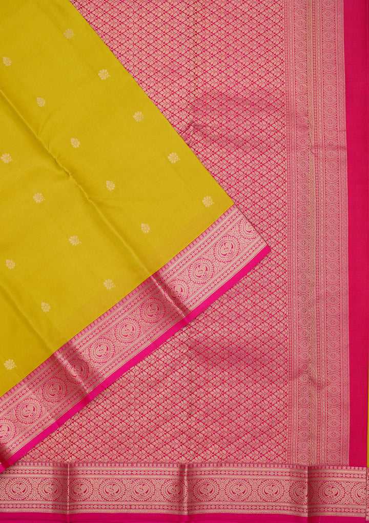 Lemon Yellow Zariwork Pure Silk Saree