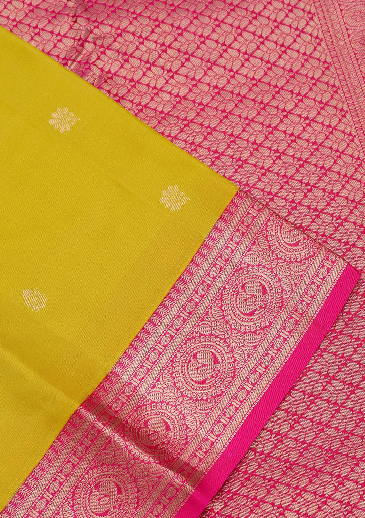 Lemon Yellow Zariwork Pure Silk Saree