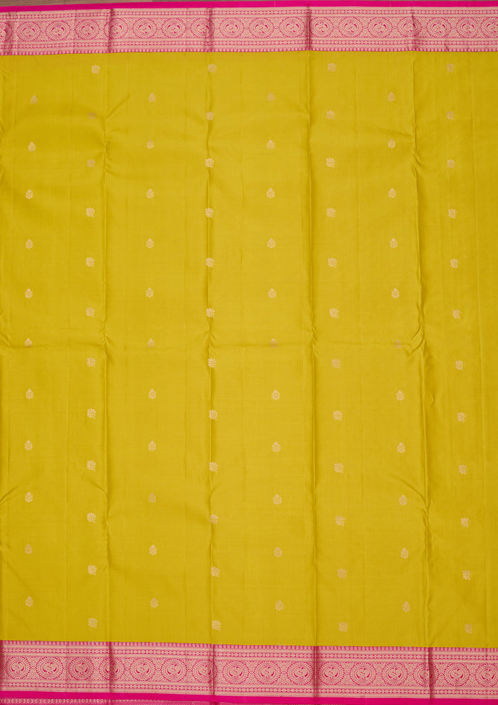 Lemon Yellow Zariwork Pure Silk Saree