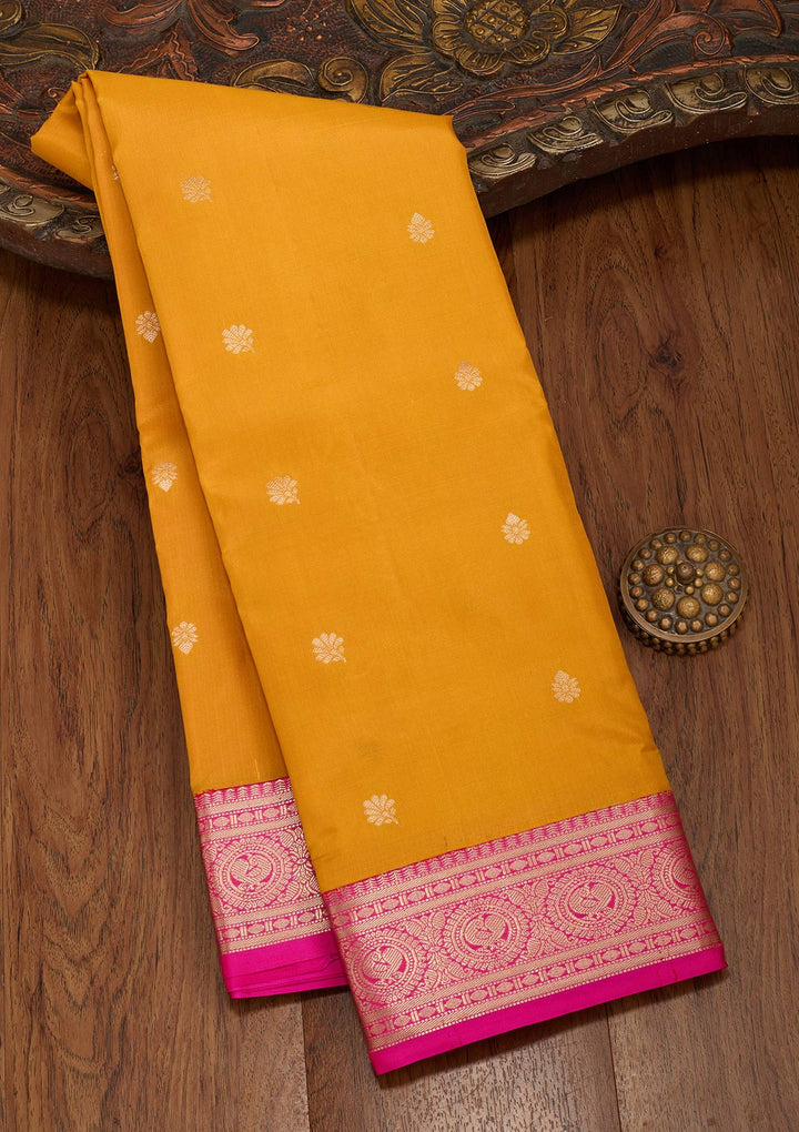 Mustard Zariwork Pure Silk Saree