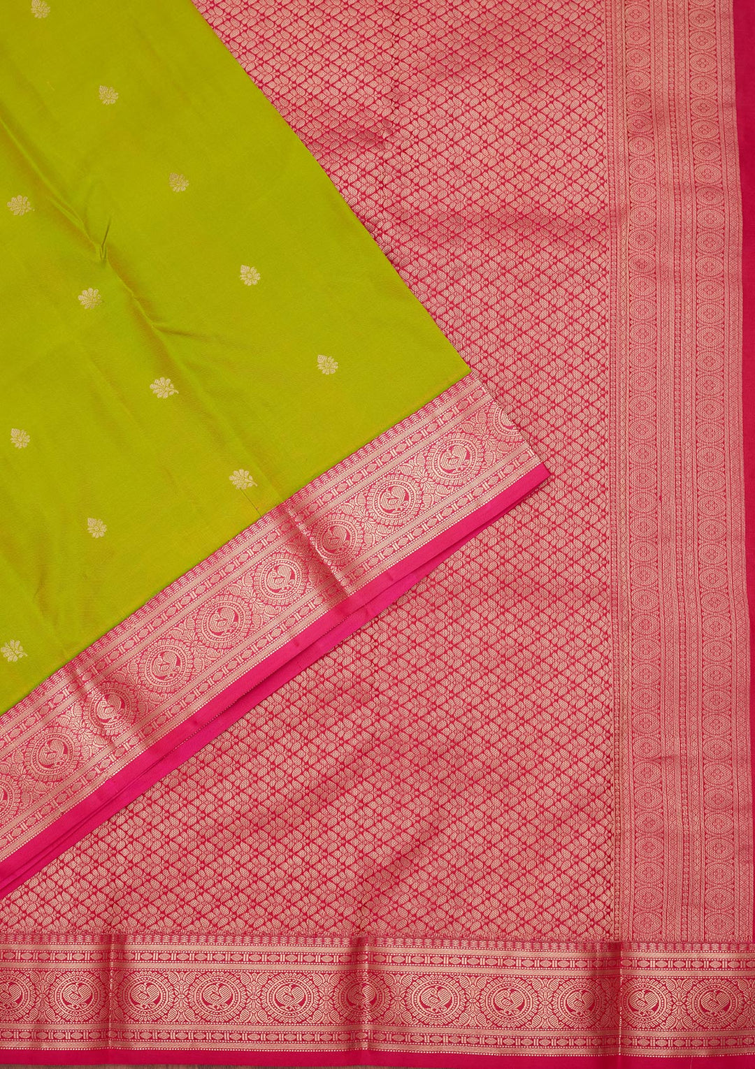 Parrot Green Zariwork Pure Silk Saree