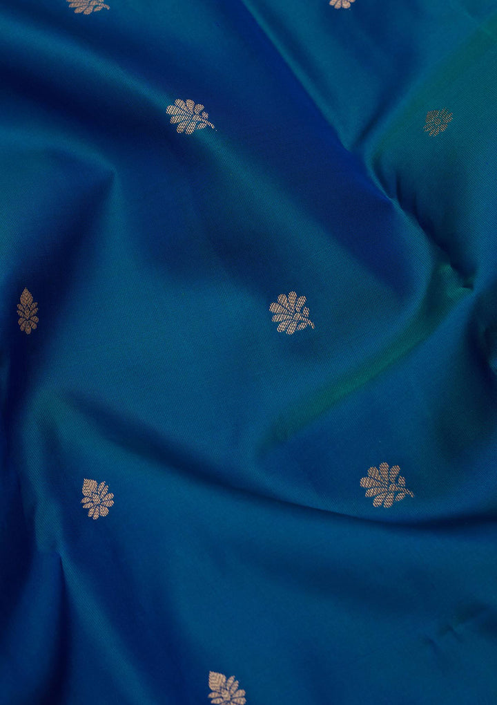 Peacock Blue Zariwork Pure Silk Saree